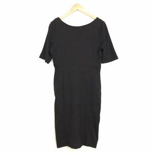 Ann Taylor Black Ponte Half Sleeve V-back Dress